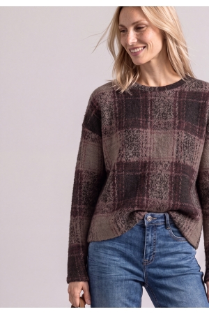 Street One 325902 soft multi color check Bruin donker