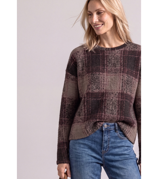 Street One 325902 soft multi color check Bruin donker