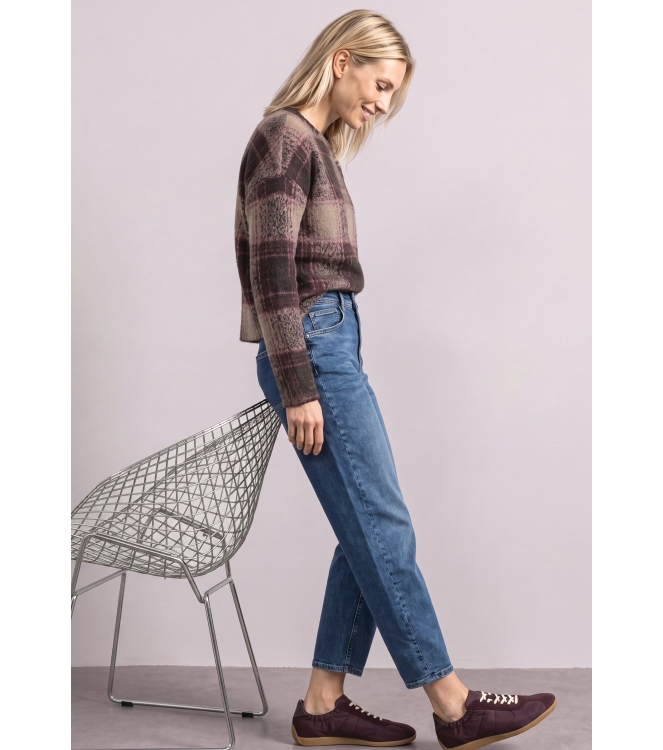 Street One 325902 soft multi color check Bruin donker