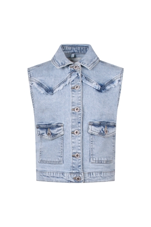 D Zine Nola gilet Z10335 Denim licht gebleekt