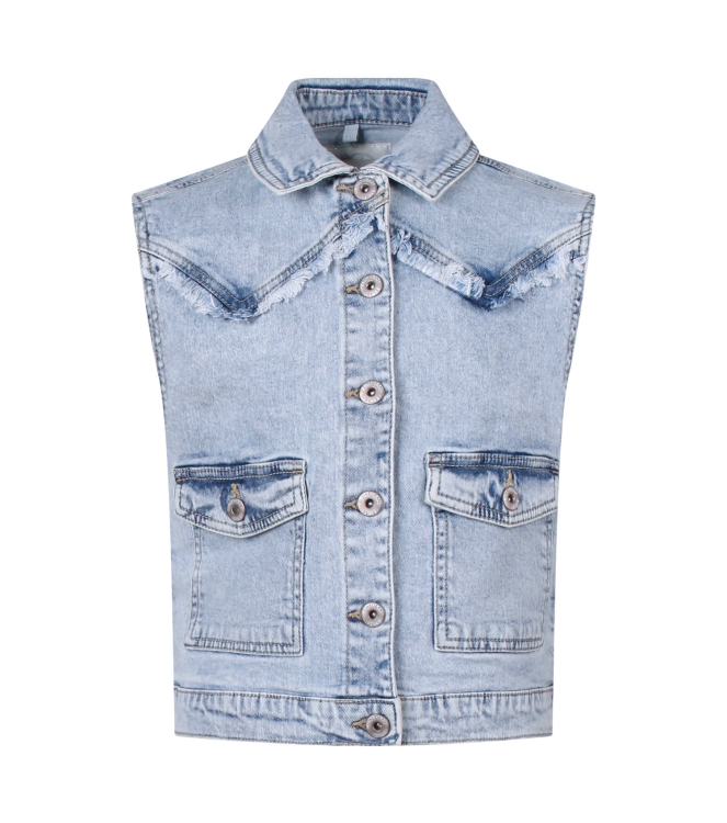 D Zine Nola gilet Z10335 Denim licht gebleekt